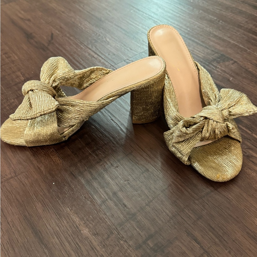 Elegant Gold Bow Detail Women Holiday Party Shoes - Picture 8 of 12